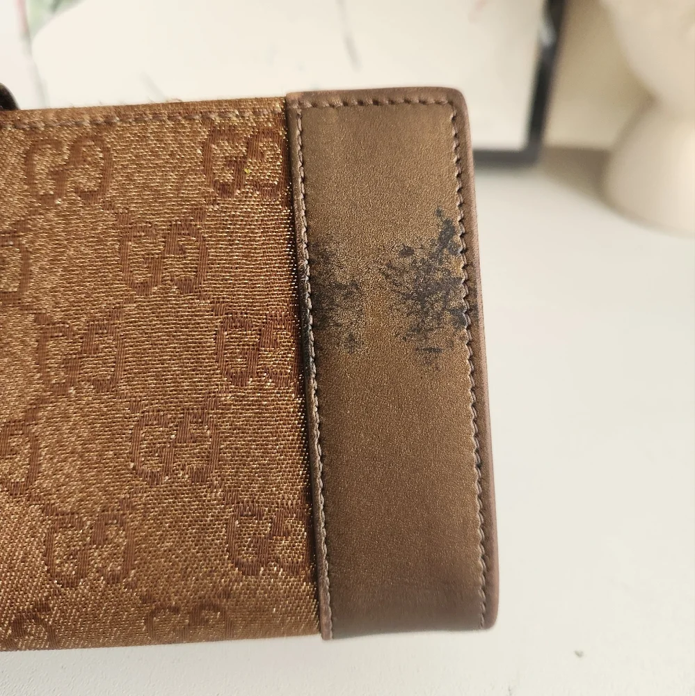GUCCI Brown Monogram Ombre Effect Canvas and Leather Wallet - Picture 3 of 16